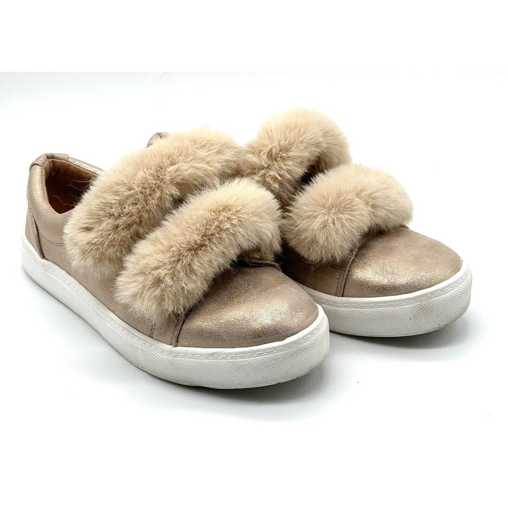 Dirty Laundry Pink Shimmer hook/loop Closure Fashion Sneaker Size 8 FAUX FUR